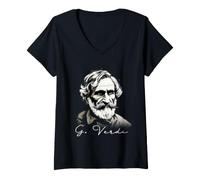 Donna Giuseppe Verdi Ritratto Opera Italiana Maglietta con Collo a V