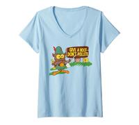 Donna Give A Hoot - Don't Pollute Woodsy Owl Officially Licensed Maglietta con Collo a V