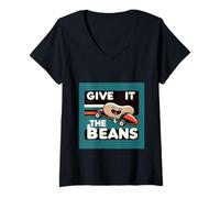 Donna Give It The Beans Motivazione energetica |- Maglietta con Collo a V