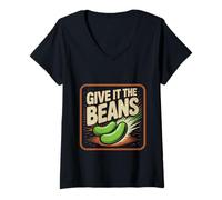 Donna Give It The Beans Motivazione energetica -- Maglietta con Collo a V