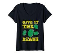 Donna Give It The Beans Motivazione energetica Maglietta con Collo a V