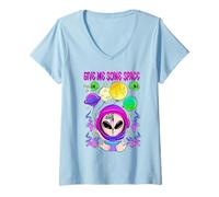 Donna Give Me Some Space - Simpatico Design Alieno Maglietta con Collo a V