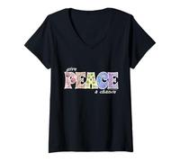Donna Give Peace a Chance - Maglietta di Colore Scuro Maglietta con Collo a V