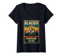 Donna Glacier National Park Montana EST. 1910 Maglietta con Collo a V
