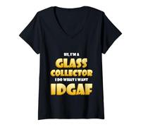 Donna Glass Collector IDGAF Soft Murrine Functional Hard Glass Art Maglietta con Collo a V