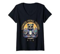 Donna Glenwood Springs Colorado - Orso Astratto Zen Yoga Design Maglietta con Collo a V