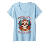 Donna Gli antichi vivono - Il Giorno dei Morti dello Spirito Azteco Maglietta con Collo a V
