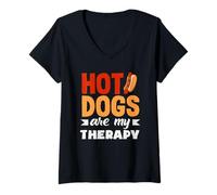 Donna Gli hot dog amanti degli hot dog sono la mia terapia Maglietta con Collo a V
