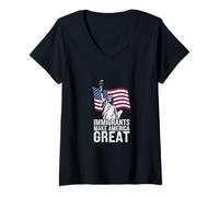 Donna Gli immigrati Rendono Grande l'America Maglietta con Collo a V
