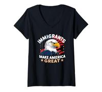 Donna Gli immigrati rendono grande l'America Maglietta con Collo a V