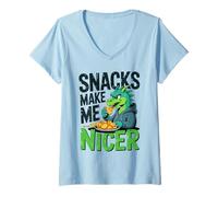 Donna Gli Snack Mi Rendono più Carino - Funny Dragon Cookies Meme Animal Maglietta con Collo a V
