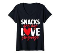 Donna Gli Snack Sono Il Mio linguaggio d Amore Spuntini Divertenti San Valentino Maglietta con Collo a V