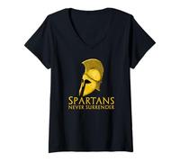 Donna Gli spartani Non Si arrendono mai - Storia Greca Antica Sparta Maglietta con Collo a V