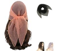 Donna Glitter Decor Head Scarf, 31,5 pollici Rhinestone Sequin Hair Wrap, Solid Colour Sparkle Scarf for Daily Wear, Festival, Party Accessories (9)