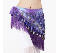 Donna Glitter Rete Paillettes Ventre Danza Nappa Girovita Catena Latino Rétro