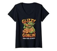 Donna Glizzy Goblin Funny Hot Dog Meme Goblin Mode Activated Maglietta con Collo a V