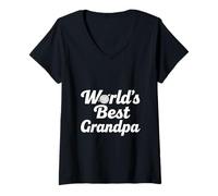 Donna Globo tipografico con Scritta retrò Grandpa Legend Maglietta con Collo a V