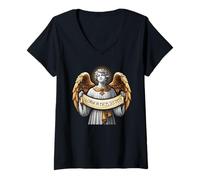 Donna Gloria in Excelsis Deo Angel Christmas Carol Latino Cattolico Maglietta con Collo a V