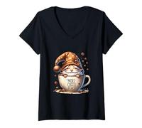 Donna GNOME Coffee Mug with More Coffee Saying for Women At Work Maglietta con Collo a V