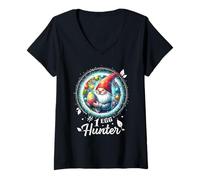 Donna Gnome Easter Egg Hunter Gnome Easter Shirts Pasqua Maglietta con Collo a V