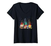 Donna GNOME Sport Gnomes Pickleball Merry Christmas Tree Maglietta con Collo a V