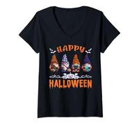 Donna Gnomi di Halloween, Buon Halloween Maglietta con Collo a V