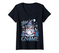 Donna Gnomo Natale Fiocco di Neve Magico Maglietta con Collo a V