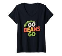 Donna Go Beans Go Retro Power Plant Foods Amante Vita Sana Maglietta con Collo a V