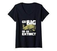 Donna Go Big Or Go Extinct Ittiologia Divertente Arapaima Fish Lovers Maglietta con Collo a V