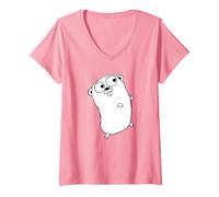Donna Go Golang Maglietta con Logo della Mascotte del linguaggio di Programmazione Maglietta con Collo a V