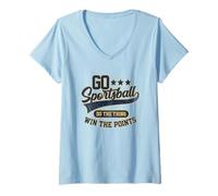 Donna Go Sportsball Do The Thing Vincere I Punti Blu Divertente Sport Maglietta con Collo a V