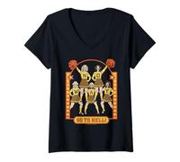 Donna Go to Hell! Skull Cheerleader Retro Funny Adult Humor Maglietta con Collo a V