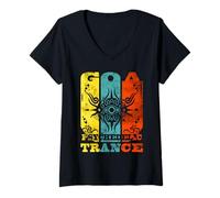Donna Goa Psychedelic Psy Psytrance Rave Festival Maglietta con Collo a V