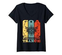 Donna Goa Psychedelic Psy Psytrance Rave Festival Maglietta con Collo a V
