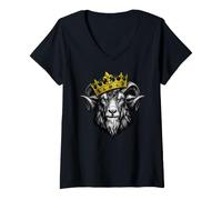 Donna Goat Crown King Greatest of Funny Goat Crowned Maglietta con Collo a V