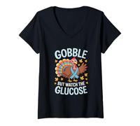 Donna Gobble ma guarda il Ringraziamento della Turchia al glucosio Maglietta con Collo a V