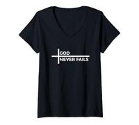 Donna God Never Fails Maglietta con Collo a V