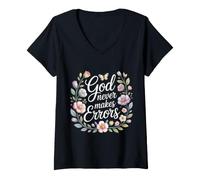 Donna God Never Makes Errors Credente della lode Divina Maglietta con Collo a V