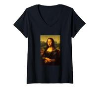 Donna Godetevi Indossare Il Vintage Francese Mona Lisa Art Graphic Designs Maglietta con Collo a V