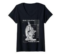 Donna Godetevi Le Piccole Cose nella Vita microscopio microbiologia Maglietta con Collo a V