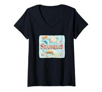 Donna Goditi la bellezza delle conchiglie dal costume Shore Maglietta con Collo a V