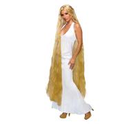 Donna Godiva Parrucca Super Lungo Biondo Favola Principessa Parrucca Vestito
