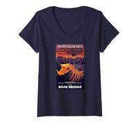 Donna Godzilla x Kong Explore The Bone Bridge Postcard Movie Maglietta con Collo a V