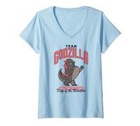 Donna Godzilla x Kong Team Godzilla Mascot Retro Movie Monster Maglietta con Collo a V
