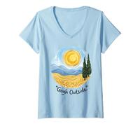 Donna Gogh Fuori dalla Notte Stellata Amante della Natura Maglietta con Collo a V