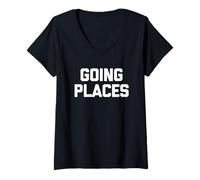Donna Going Places - Funny Daying Road Trip Family Vacation Travel Maglietta con Collo a V