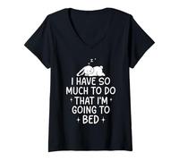 Donna Going to Bed Sleepy Bunny Design per nottambuli Maglietta con Collo a V