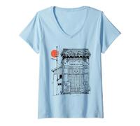 Donna Goju Ryu Karate Dojo Okinawa Giappone Illustrazione Maglietta con Collo a V