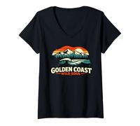 Donna Golden Coast Wild Soul Orso Surf California Retro Maglietta con Collo a V