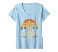 Donna Golden Dome City Camicia des Moines Campidoglio Vintage Tramonto Maglietta con Collo a V